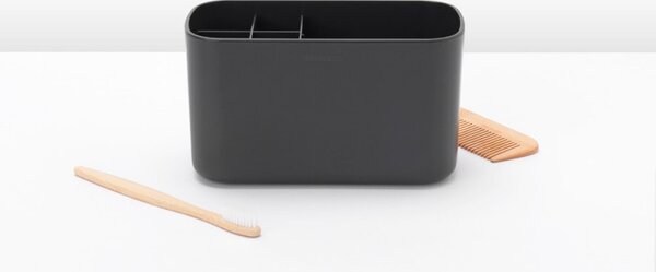 Кутия за аксесоари за баня Brabantia ReNew 1003493, Устойчива на корозия, Вътрешен разделител, Противоплъзгаща основа, Тъмносив