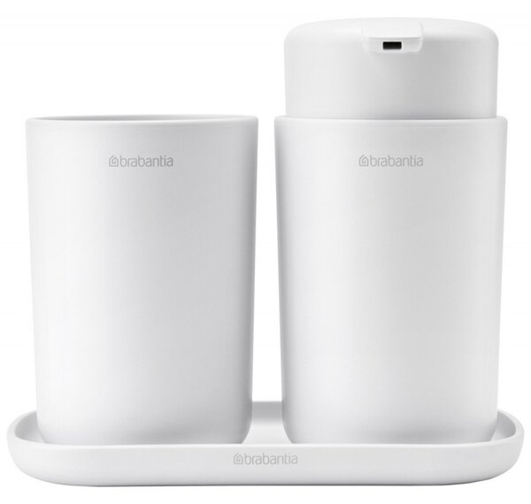 Комплект аксесоари за баня Brabantia ReNew 1003492, 3 части, 250 мл, Устойчиви на корозия, Бял