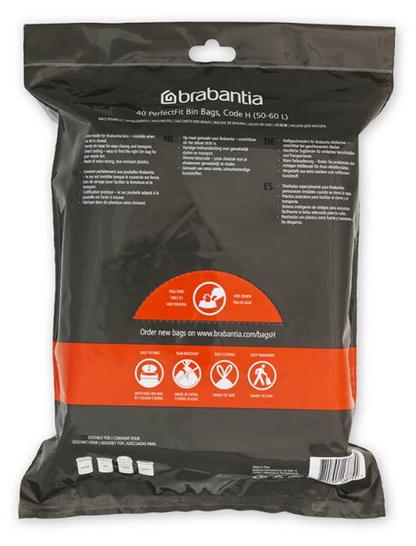 Торбички за кош Brabantia PerfectFit Touch/Push/Big Bin N 1005488, Размер H, 50-60 л, 30 броя, Бял