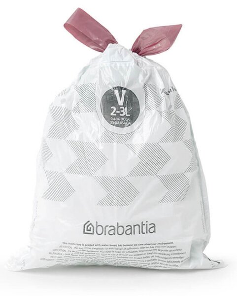 Торбички за кош Brabantia PerfectFit NewIcon 1005507, Размер V, 3 л, 40 броя, Бял