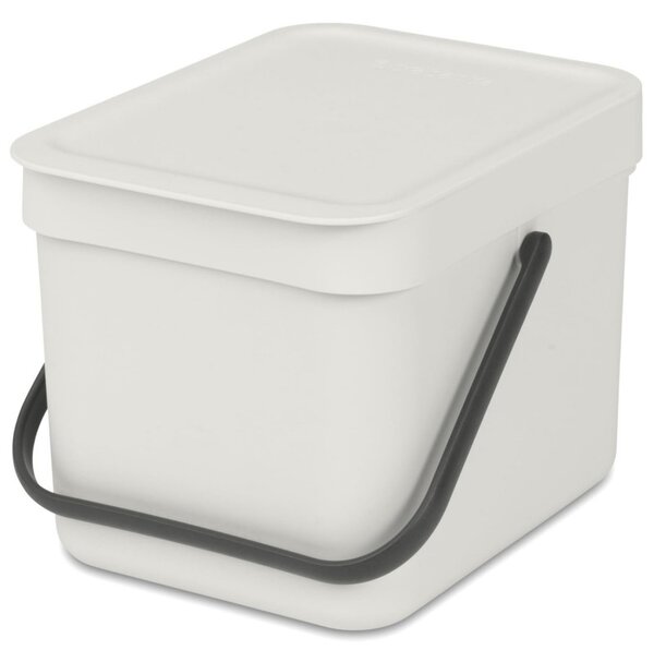 Кош за разделно събиране на боклук Brabantia Sort&Go 1005514, 6 л, Дръжка, Възможност за стенен монтаж, Светлосив