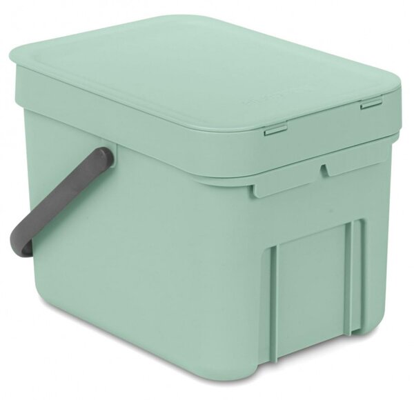 Кош за разделно събиране на боклук Brabantia Sort&Go 1005515, 6 л, Дръжка, Възможност за стенен монтаж, Светлозелен