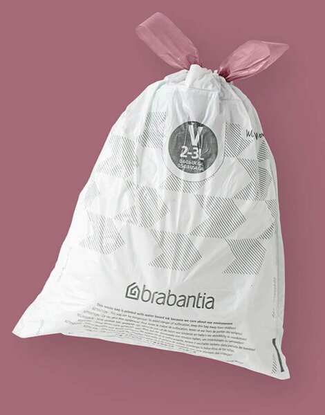 Торбички за кош Brabantia PerfectFit NewIcon 1005507, Размер V, 3 л, 40 броя, Бял