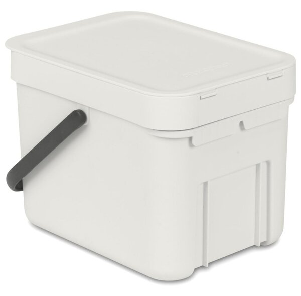 Кош за разделно събиране на боклук Brabantia Sort&Go 1005514, 6 л, Дръжка, Възможност за стенен монтаж, Светлосив