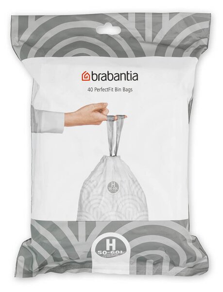 Торбички за кош Brabantia PerfectFit Touch/Push/Big Bin N 1005488, Размер H, 50-60 л, 30 броя, Бял