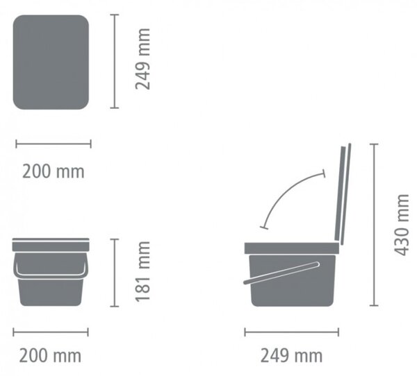 Кош за разделно събиране на боклук Brabantia Sort&Go 1005514, 6 л, Дръжка, Възможност за стенен монтаж, Светлосив