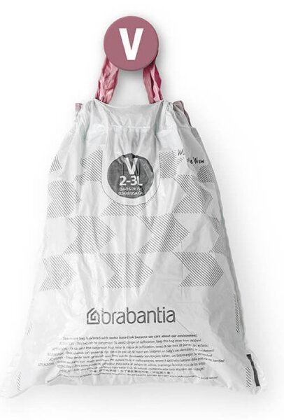 Торбички за кош Brabantia PerfectFit NewIcon 1005507, Размер V, 3 л, 40 броя, Бял