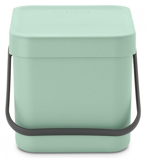 Кош за разделно събиране на боклук Brabantia Sort&Go 1005515, 6 л, Дръжка, Възможност за стенен монтаж, Светлозелен