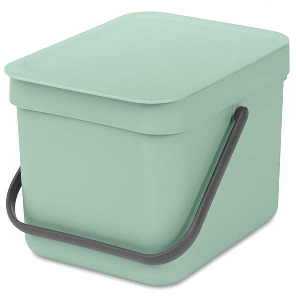 Кош за разделно събиране на боклук Brabantia Sort&Go 1005515, 6 л, Дръжка, Възможност за стенен монтаж, Светлозелен