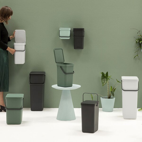 Кош за разделно събиране на боклук Brabantia Sort&Go 1005520, 3 л, Дръжка, Възможност за стенен монтаж, Светлозелен