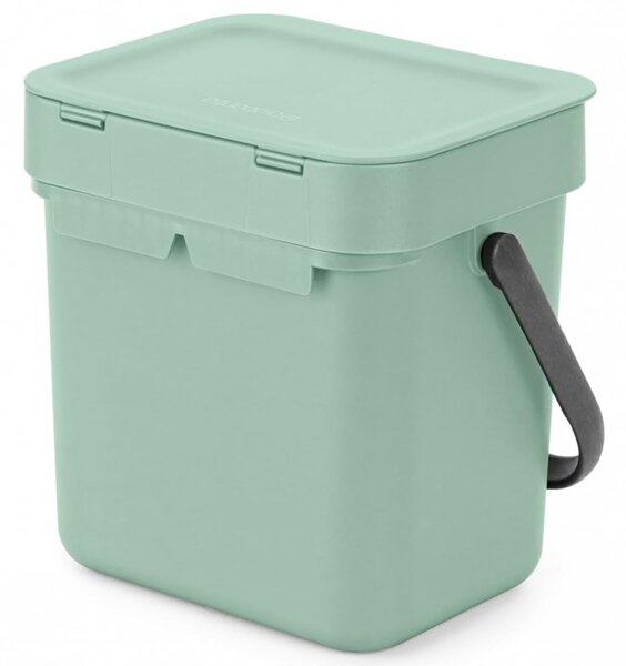 Кош за разделно събиране на боклук Brabantia Sort&Go 1005520, 3 л, Дръжка, Възможност за стенен монтаж, Светлозелен