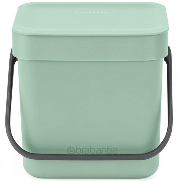 Кош за разделно събиране на боклук Brabantia Sort&Go 1005520, 3 л, Дръжка, Възможност за стенен монтаж, Светлозелен