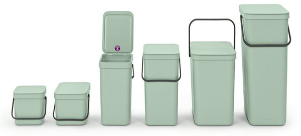 Кош за разделно събиране на боклук Brabantia Sort&Go 1005520, 3 л, Дръжка, Възможност за стенен монтаж, Светлозелен