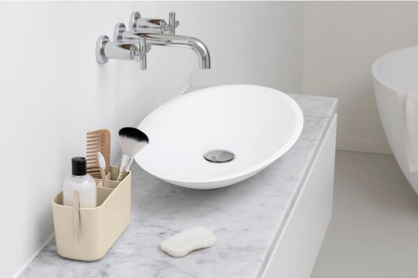 Кутия за аксесоари за баня Brabantia ReNew 1006270, Устойчива на корозия, Вътрешен разделител, Противоплъзгаща основа, Бежов