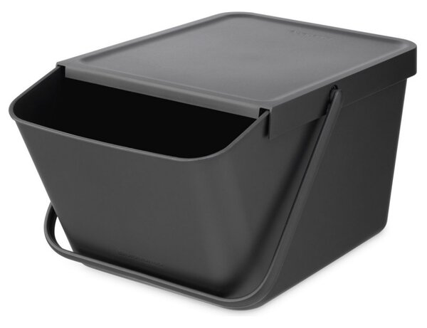 Кош за разделно събиране на боклук Brabantia Sort&Go 1006310, 20 л, Подреждане един върху друг, Тъмносив