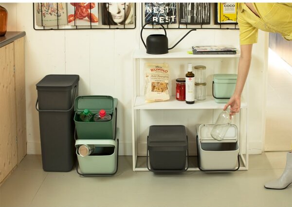 Кош за разделно събиране на боклук Brabantia Sort&Go 1006310, 20 л, Подреждане един върху друг, Тъмносив
