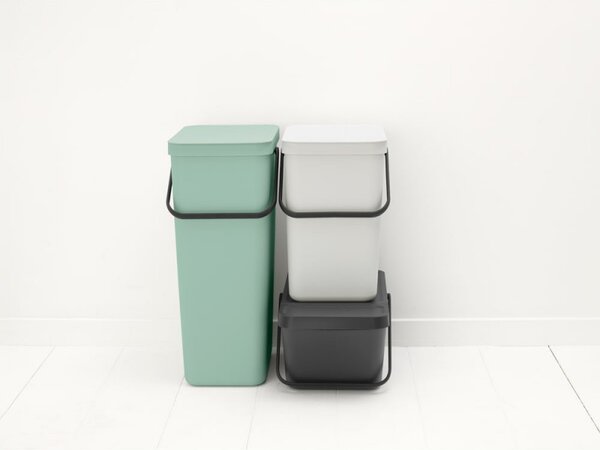 Кош за разделно събиране на боклук Brabantia Sort&Go 1006310, 20 л, Подреждане един върху друг, Тъмносив