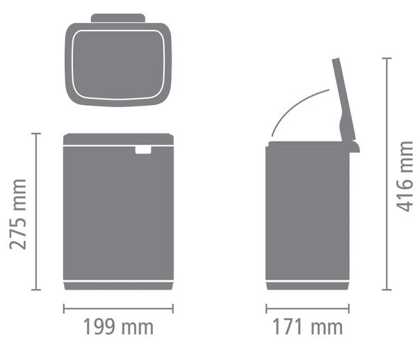 Кош за боклук Brabantia Bo Small 1006625, 4 л, Плавно и безшумно отваряне, Противоплъзгаща основа, Устойчив на пръстови отпечатъци, Инокс/Мат