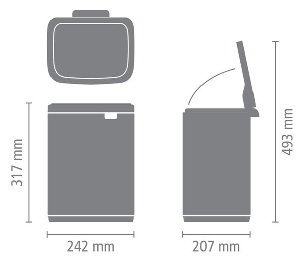 Кош за боклук Brabantia Bo Small 1006627, 7 л, Плавно и безшумно отваряне, Противоплъзгаща основа, Бял