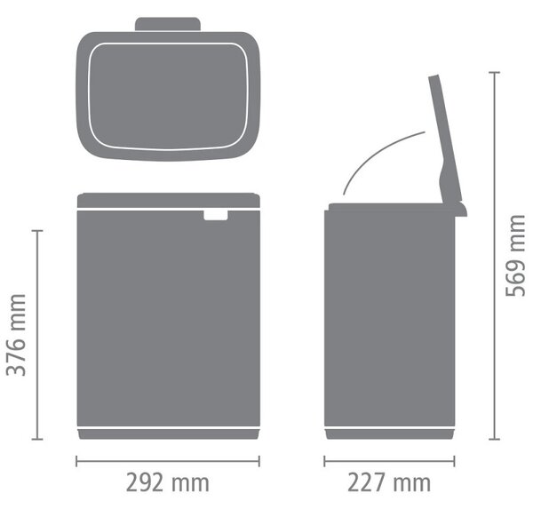 Кош за боклук Brabantia Bo Small 1006635, 12 л, Безшумно и плавно отваряне, Противоплъзгаща основа, Черен