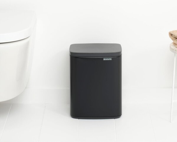 Кош за боклук Brabantia Bo Small 1006629, 7 л, Плавно и безшумно отваряне, Противоплъзгаща основа, Черен