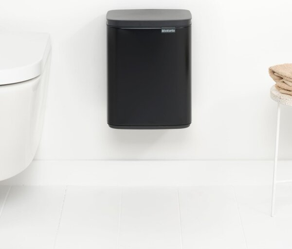 Кош за боклук Brabantia Bo Small 1006629, 7 л, Плавно и безшумно отваряне, Противоплъзгаща основа, Черен