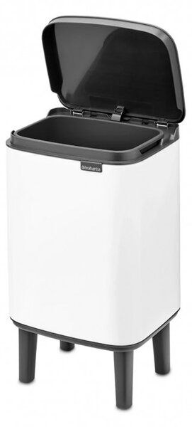 Кош за боклук Brabantia Bo Small Hi 1006639, 4 л, Повдигнат, Плавно и безшумно отваряне, Противоплъзгаща основа, Бял
