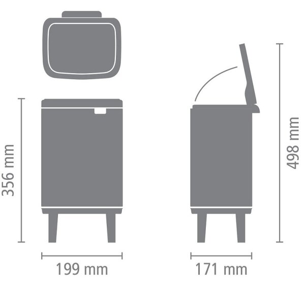 Кош за боклук Brabantia Bo Small Hi 1006639, 4 л, Повдигнат, Плавно и безшумно отваряне, Противоплъзгаща основа, Бял