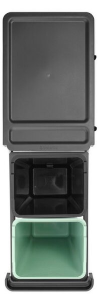 Кош за разделно събиране на боклук Brabantia Sort&Go 1008863, 2x30 л, Вътрешен монтаж с телескопична рамка, Сив/зелен