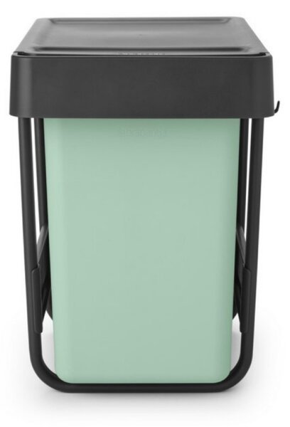 Кош за разделно събиране на боклук Brabantia Sort&Go 1008862, 2x15 л, Вътрешен монтаж с телескопична рамка, Сив/зелен