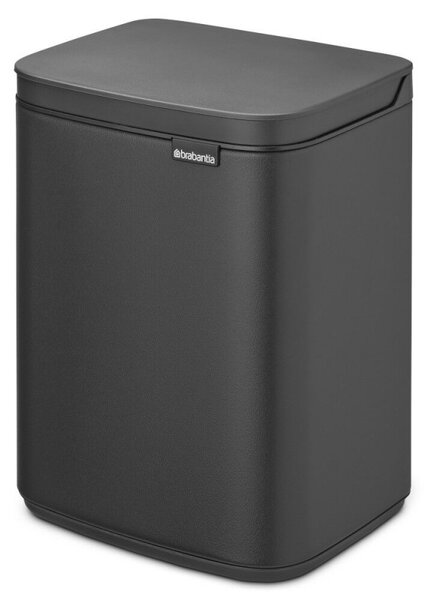 Кош за боклук Brabantia Bo Small 1008866, 4 л, Плавно и безшумно отваряне, Противоплъзгаща основа, Минерално покритие, Тъмносив