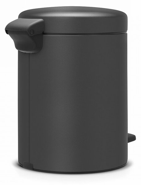 Кош за боклук с педал Brabantia NewIcon 1001103, 5 л, Плавно затваряне, Противоплъзгаща основа, Минерално покритие, Тъмносив