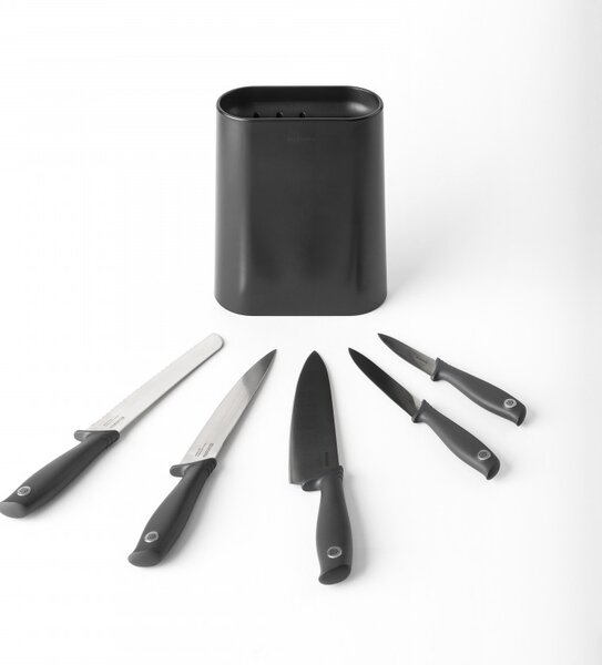 Комплект ножове 5 бр Brabantia Tasty+ 1001177, Закалена стомана, Устойчиви на надраскване и корозия, Тъмносив