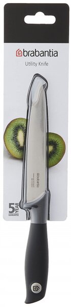 Нож за белене Brabantia Tasty+ 1001166, 9 см, Закалена стомана, Устойчив на надраскване и корозия, Тъмносив