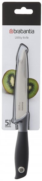 Нож Brabantia Tasty+ 1001165, 13.3 см, Закалена стомана, Устойчив на надраскване и корозия, Тъмносив