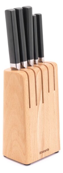 Комплект ножове 5 бр Brabantia Profile 1003298, Закалена стомана, Устойчиви на надраскване и корозия, Бук, Кафяв