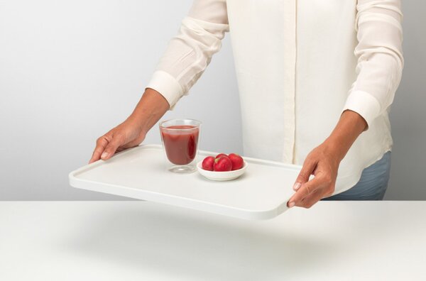 Дъска за рязане и сервиране Brabantia Tasty+ 1003308, 40x25 см, Нехлъзгаща се, Лесна за почистване, Светлосив