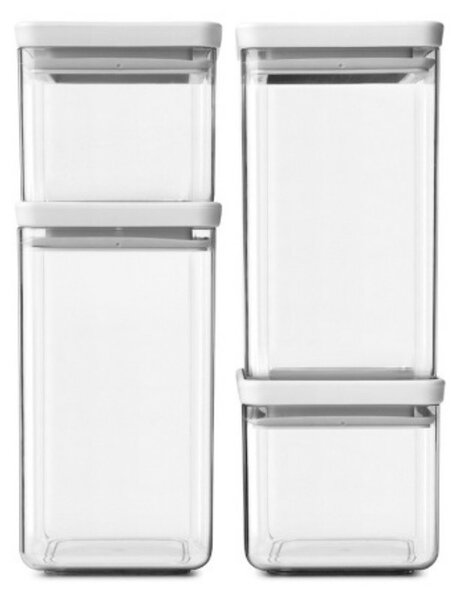 Комплект 4 бр. бурканчета за съхранение Brabantia Tasty+ 1001159, 700/1.6l, Подреждане един върху друг, Светлосив