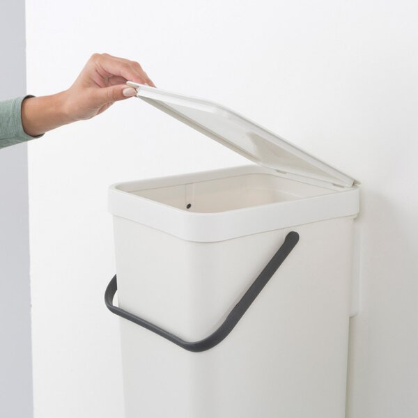 Кош за разделно събиране на боклук Brabantia Sort&Go 648978, 16 л, Дръжка, Възможност за стенен монтаж, Тъмносив