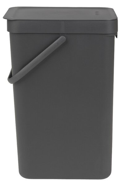 Кош за разделно събиране на боклук Brabantia Sort&Go 648978, 16 л, Дръжка, Възможност за стенен монтаж, Тъмносив