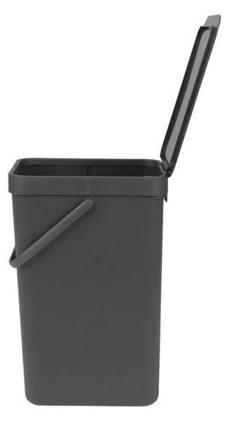 Кош за разделно събиране на боклук Brabantia Sort&Go 648978, 16 л, Дръжка, Възможност за стенен монтаж, Тъмносив