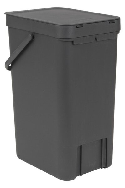 Кош за разделно събиране на боклук Brabantia Sort&Go 648978, 16 л, Дръжка, Възможност за стенен монтаж, Тъмносив
