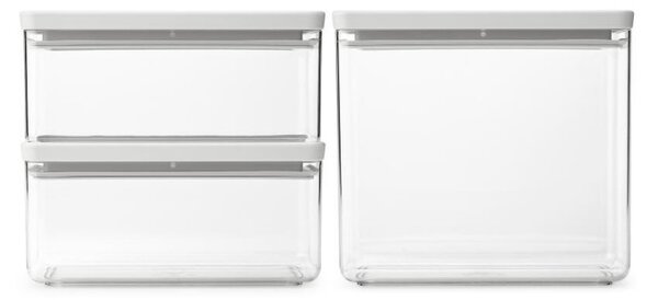 Кутии за съхранение на продукти Brabantia Tasty+ Stackable 1008882, 1.5л/3.5л, Без BPA, Плътно затваряне, Светлосив