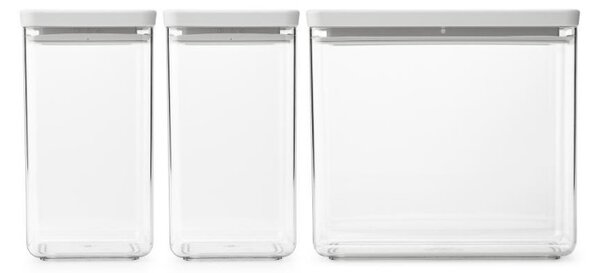 Кутии за съхранение Brabantia Tasty+ Stackable 1008880, 2x1.6л+1x3.5л, Без BPA, Плътно затваряне, Светлосив