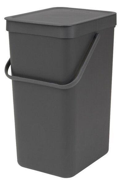 Кош за разделно събиране на боклук Brabantia Sort&Go 648978, 16 л, Дръжка, Възможност за стенен монтаж, Тъмносив