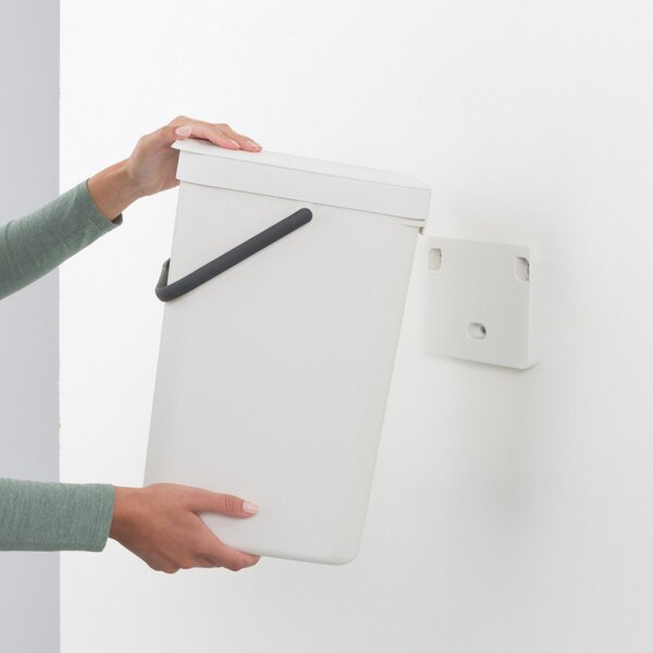 Кош за разделно събиране на боклук Brabantia Sort&Go 648978, 16 л, Дръжка, Възможност за стенен монтаж, Тъмносив