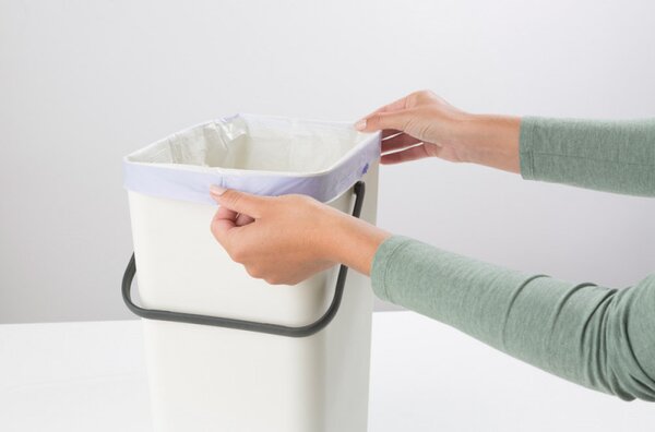 Кош за разделно събиране на боклук Brabantia Sort&Go 648978, 16 л, Дръжка, Възможност за стенен монтаж, Тъмносив