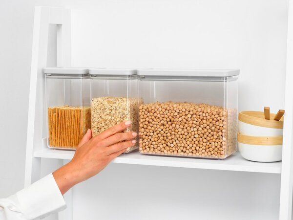 Кутии за съхранение Brabantia Tasty+ Stackable 1008880, 2x1.6л+1x3.5л, Без BPA, Плътно затваряне, Светлосив
