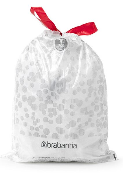 Торбички за кош Brabantia PerfectFit NewIcon 1005490, Размер Y, 20 л, 40 броя, Бял