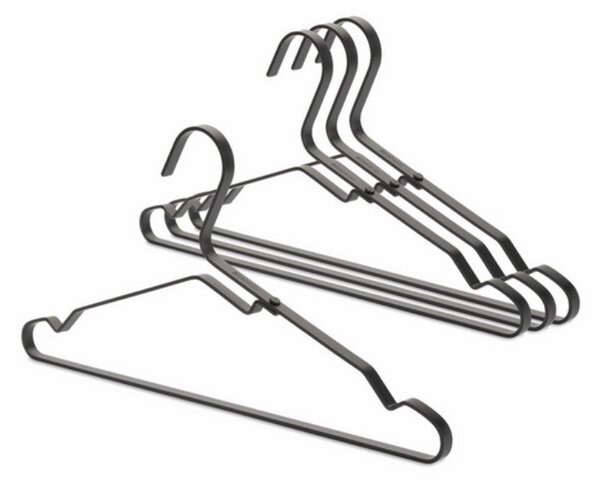 Комплект 4 бр закачалки за дрехи Brabantia Linn 1000823, Алуминий, Черен